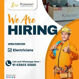 Kaiyaan Announces Open Positions for Electricians!