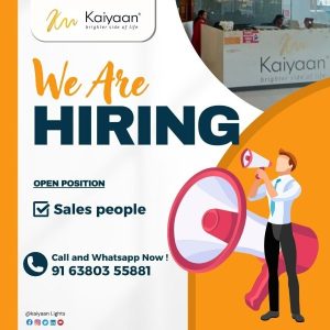 Kaiyaan is excited to announce that we are hiring for Sales people!